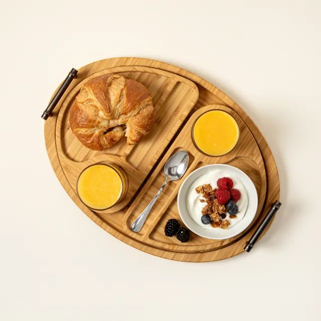 Uncommon Goods bamboo breakfast tray for two