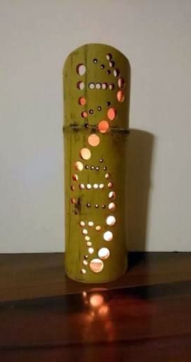 DIY bamboo standing lamp made of a bamboo pole