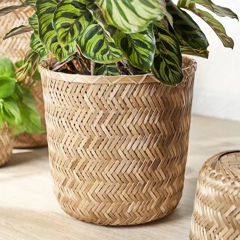 IKEA KLYNNON handmade bamboo planter pot