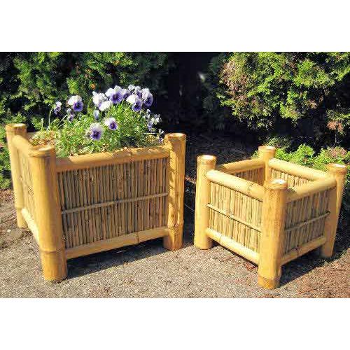Master Garden Products square bamboo planters set