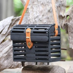Novica Enclosure in Black bamboo sling bag