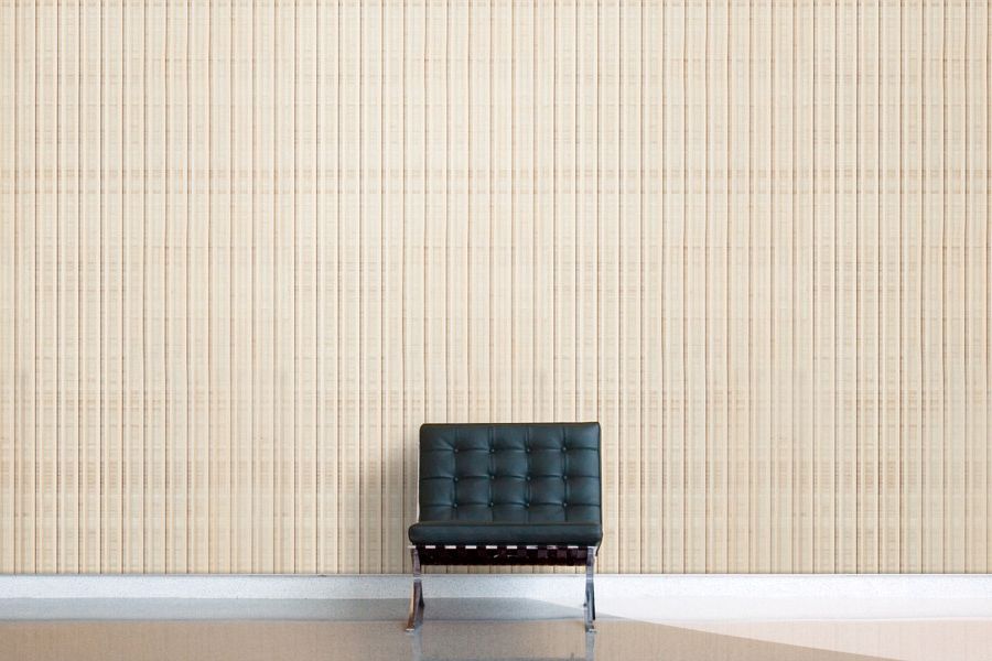 Plyboo Louver bamboo wall panels with chair
